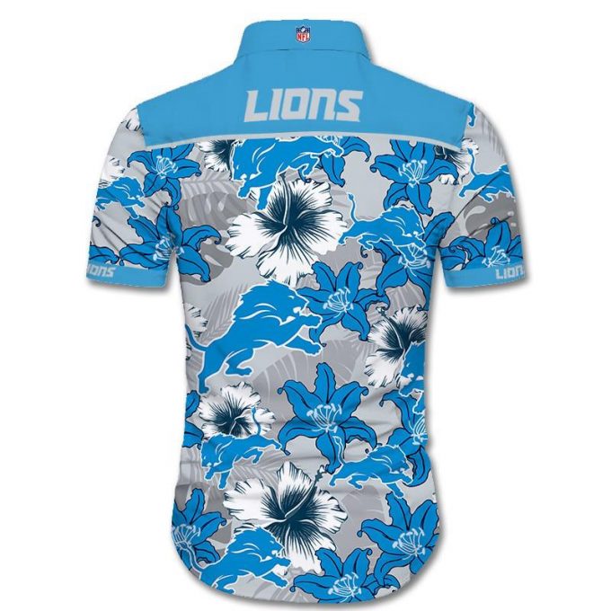 Detroit Lions Hawaiian Shirt Tropical Flower Short Sleeve 2