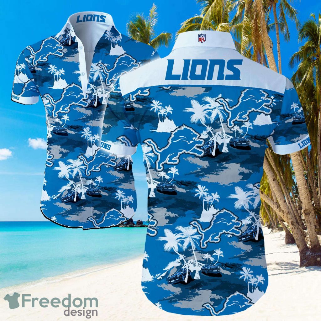 Detroit Lions Logo Light Shirt Hawaiian Summer Beach Shirt Full Print 2