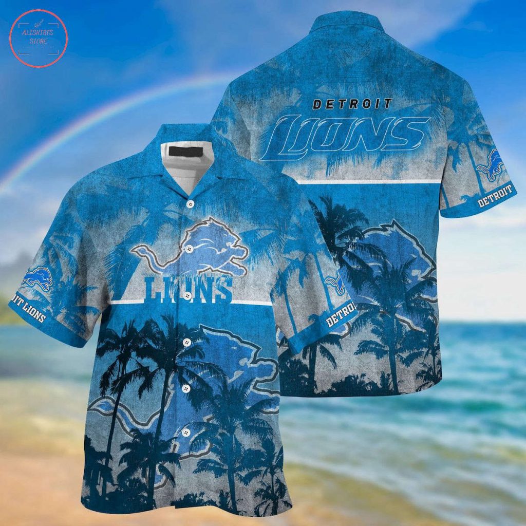 Detroit Lions Palm Hawaiian Shirt 2