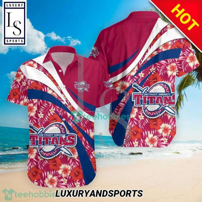 Shop Detroit Mercy Titans Ncaa Hibiscus Hawaiian Shirt – Tropical Flower Design 1