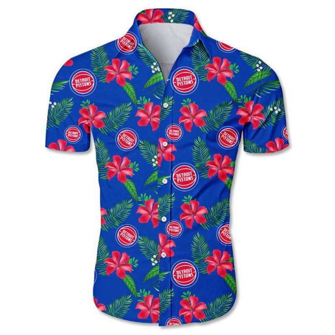 Detroit Pistons Floral Hawaiian Shirt Small Flowers 1