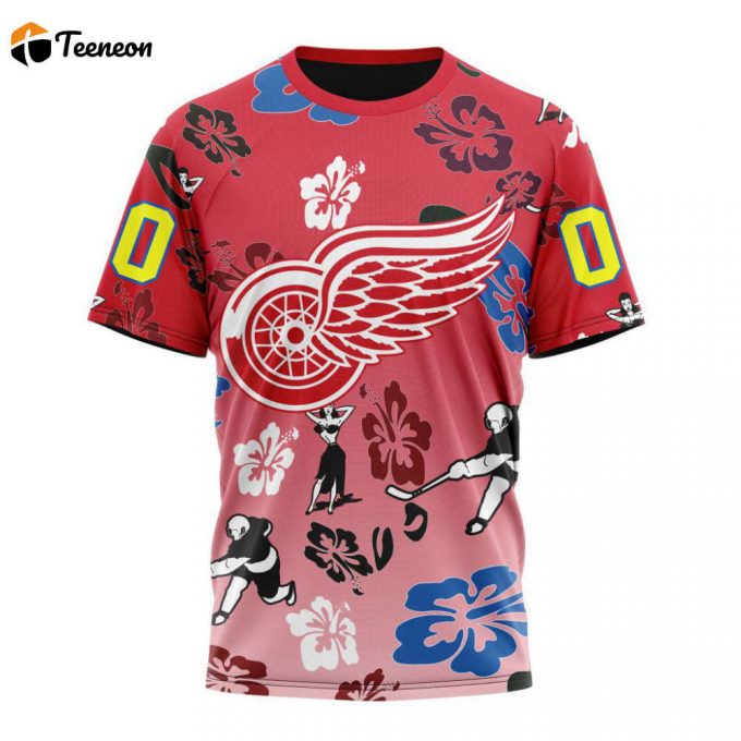 Detroit Red Wings Hawaiian Style Designs Unisex T-Shirt For Fans Gifts 2024 1