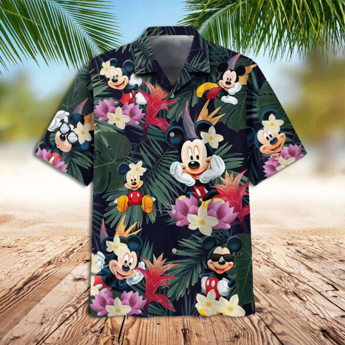 Disney Hawaiian Shirt Mickey Mouse Disney And Flower Summer Hawaiian Shirt 1