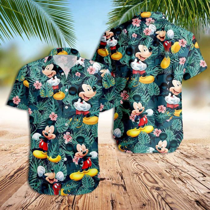 Disney Hawaiian Shirt Mickey Palm Leaves Hawaiian Shirt 1