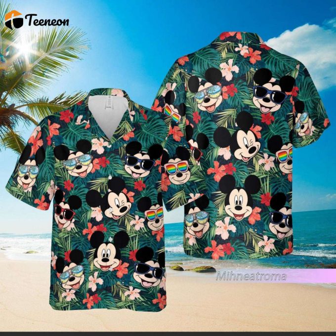 Disney Mickey Mouse Hawaiian Shirt, Funny Mickey Minnie Button Up Shirt, Tropical Shirt, Mickey Mouse Shirt, Vacation Shirt, Aloha Gift 1