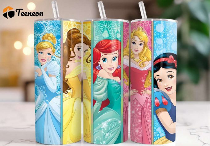 Disney Princesses- Cinderella, Belle, Ariel, Rapunzel And Snow White 20 Oz Tumbler 1