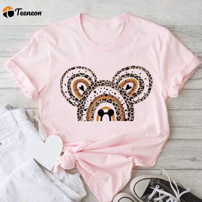 Disney Rainbow Cheetah Mickey Ear Shirt, Disney Animal Kingdom Shirt, Mickey Ear T-Shirt, Mom Shirt, Disney Girl Shirt, Disney Woman Shirt 1