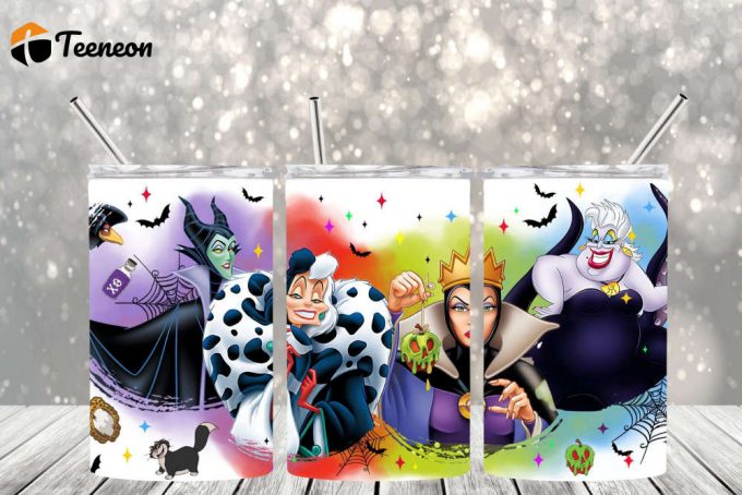 Disney Villain Tumbler Collection, Ursula, Cruella De Vil, The Evil Queen And Maleficient 1