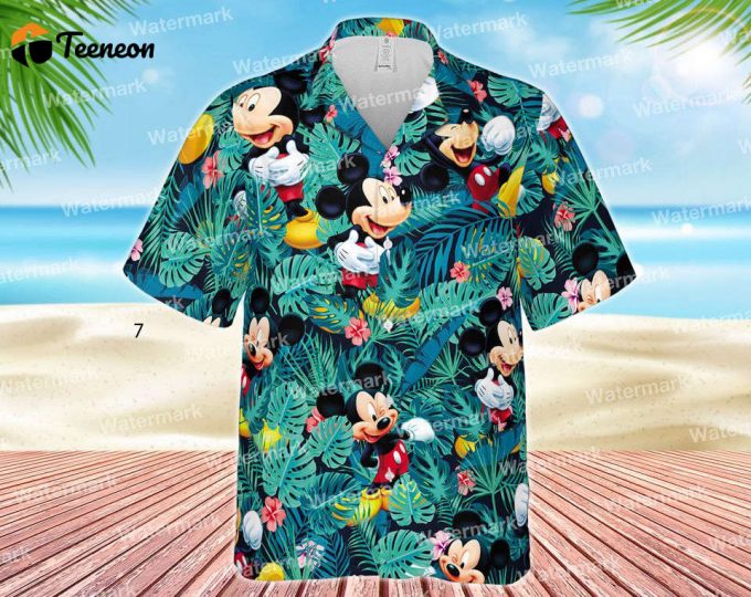 Dopey Hawaiin Shirt, Donald Duck Hawaiian Shirt, Mickey Mouse Hawaiian Shirt 1