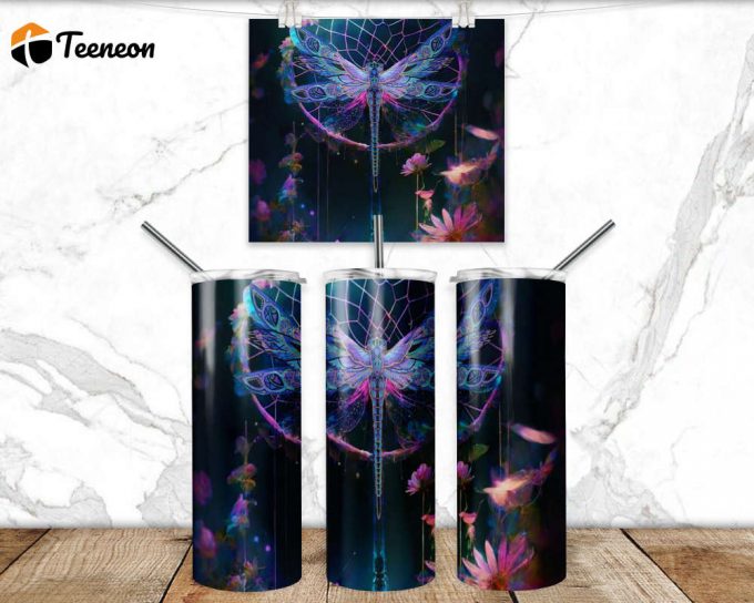 Dragonfly Tumbler Wrap Png 3D Tumbler Design Skinny Sublimation Tumbler 1