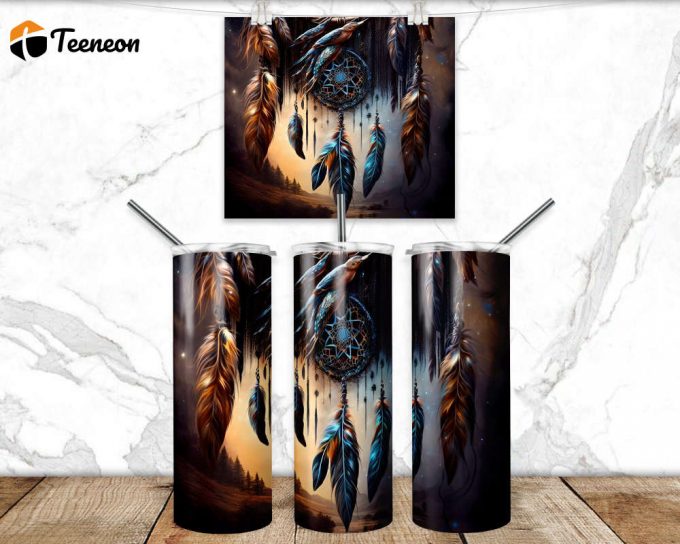 Dreamcatcher Tumbler Wrap Png 3D Tumbler Design Skinny Sublimation Tumbler 1