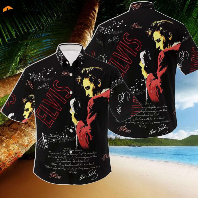 Elvis Hawaiian Shirt, Presley Summer Aloha Shirt, Elvis The King Of Rock &Amp;Amp; Roll Hawaiian Shirt, Gift For Fan. 1