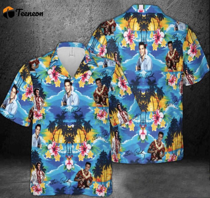 Elvis Presley Hawaiian Shirt Elvis Hawaiian Shirt Aloha Summer Tee Tropical Button Shirt, Elvis Presley Hawaiian Fan Gift. 1