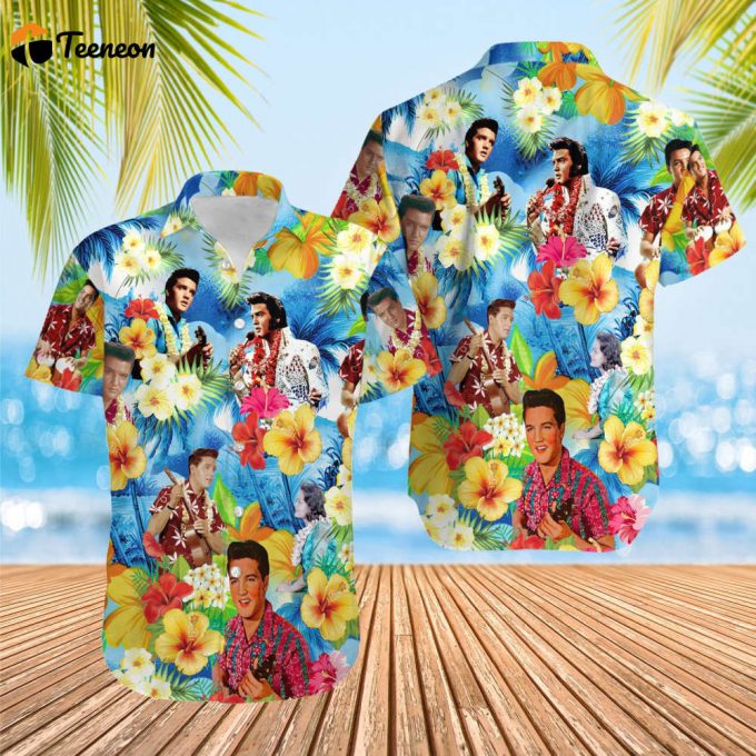 Elvis Presley Hawaiian, Tropical Button Shirt,Aloha Vibes Beach Shirt, Elvis Presley Shirt 1