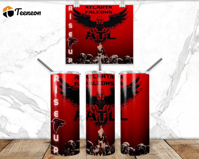 Red Falcons 20Oz Skinny Tumbler With Football Sublimation Design - Straight &Amp;Amp; Tapered 1