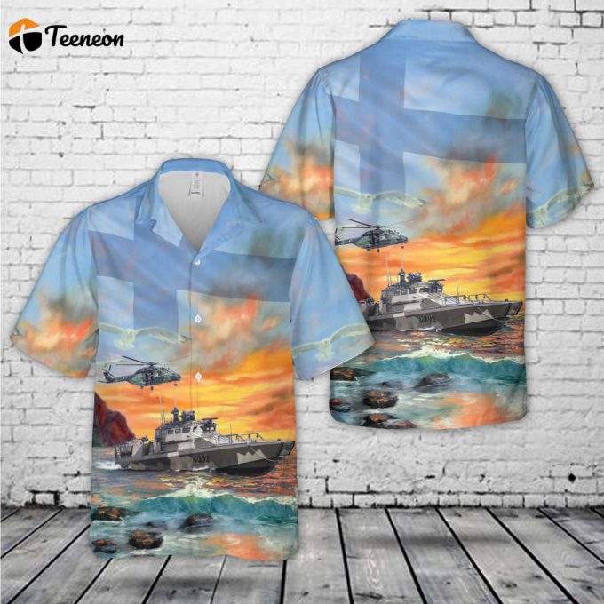 Finland Navy Jehu-Class Boat And Nh-90 Helicopter Hawaiian Shirt Gift For Dad Father Days