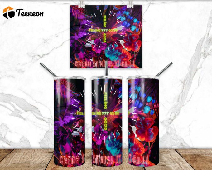 Flower Tumbler Wrap Png 3D Tumbler Design Skinny Sublimation Tumbler Neon Tumbler 1