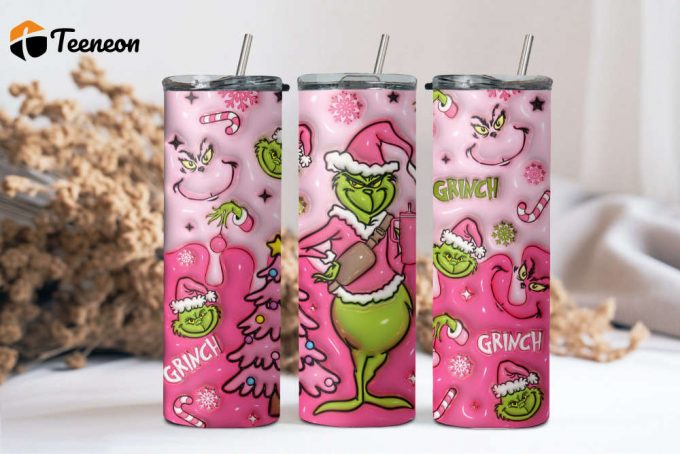 Grinch Pink And Green Christmas Tumbler 1