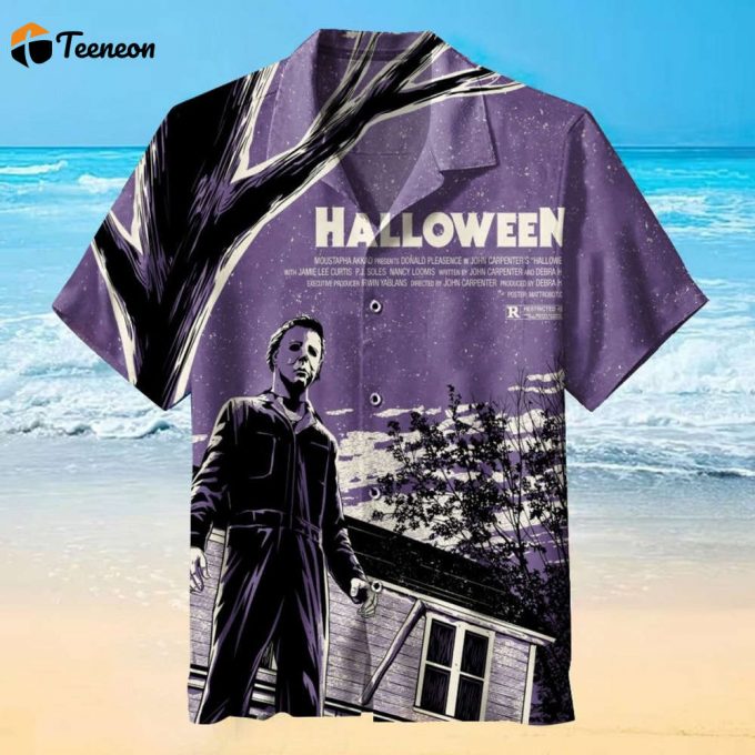 Halloween 2023 Vintage Hawaiian Shirt, Horror Hawaiian Shirt, Horror Button Up Shirt, Horror Michael Myers Shirt 1