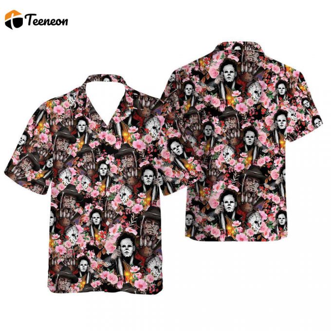 Halloween Horror Movie Spooky Season Button Up Shirt, Serial Hawaiian Shirt, 1