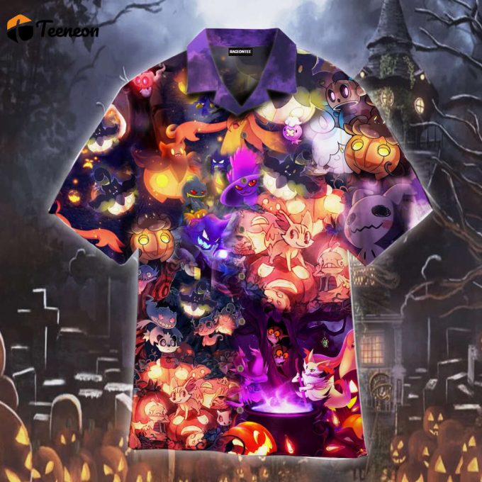 Halloween Night With Pokemon Hawaiian Shirt, Pokemon Summer Shirt, Anime Shirts 1