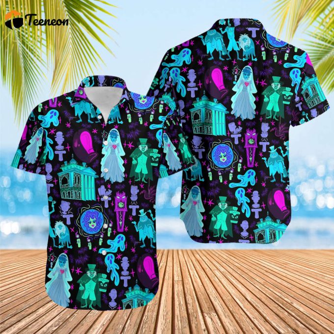 Haunted Mansion Hawaiian Shirt, Foolish Mortals Aloha Shirt, Disneyland Halloween Button Up Shirt 1