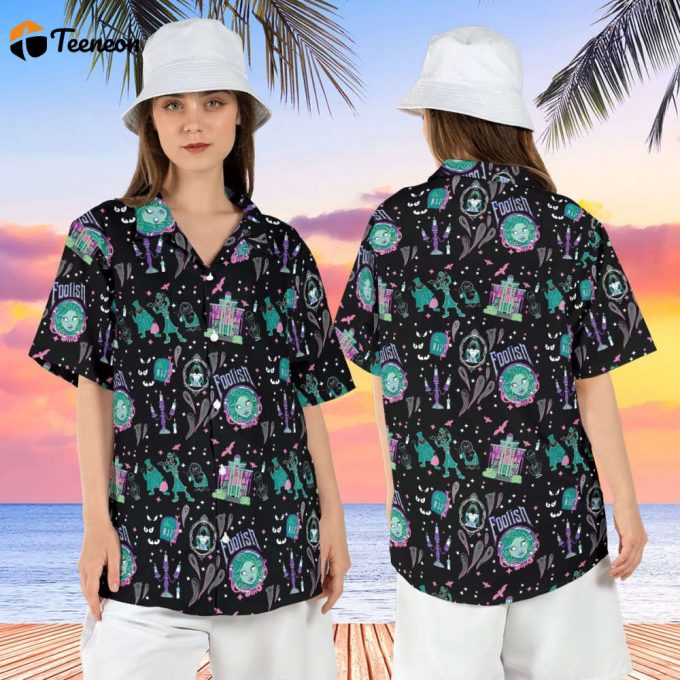 Haunted Mansion Hawaiian Shirt, Halloween Horror Movie Aloha Shirt, Disneyworld Summer Button Up Shirt 1