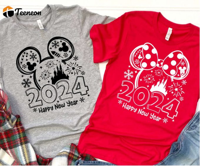 Hello 2024 Matching Mickey &Amp;Amp; Minnie Tshirts - Perfect Disney Family Trip Gift 1