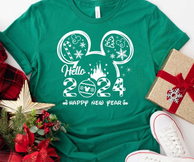 Hello 2024 Mickey Tshirt - Matching Family Disney Trip Shirts &Amp; New Year Gift 2