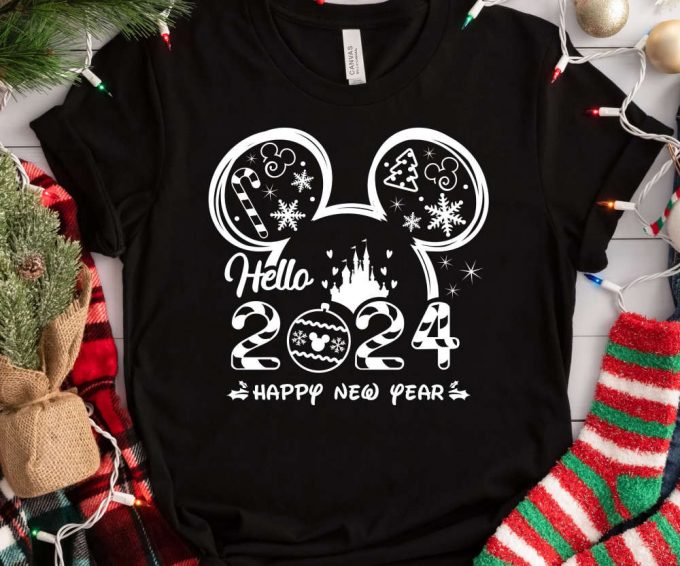 Hello 2024 Mickey Tshirt - Matching Family Disney Trip Shirts &Amp; New Year Gift 3