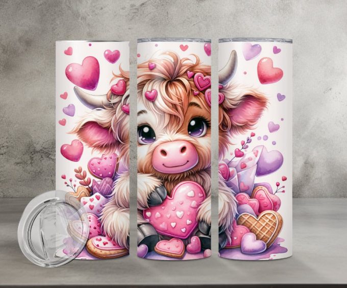 Highland Cow Valentine Cookie 20Oz Tumbler Gift For Fans Gift For Fans 1