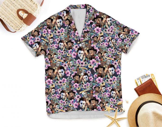 Horror Movie Halloween Spooky Season Button Up Shirt, Serial Killer Hawaiian Shirt 2