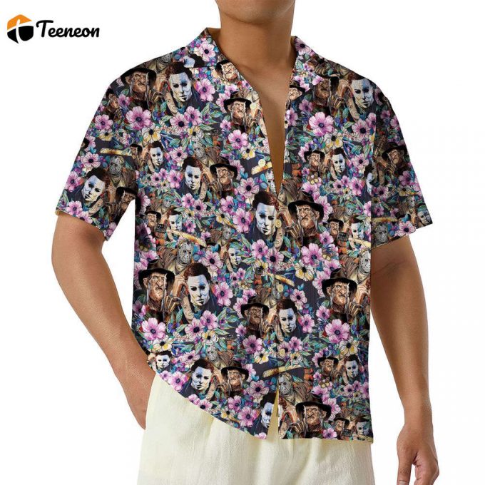 Horror Movie Halloween Spooky Season Button Up Shirt, Serial Killer Hawaiian Shirt 1