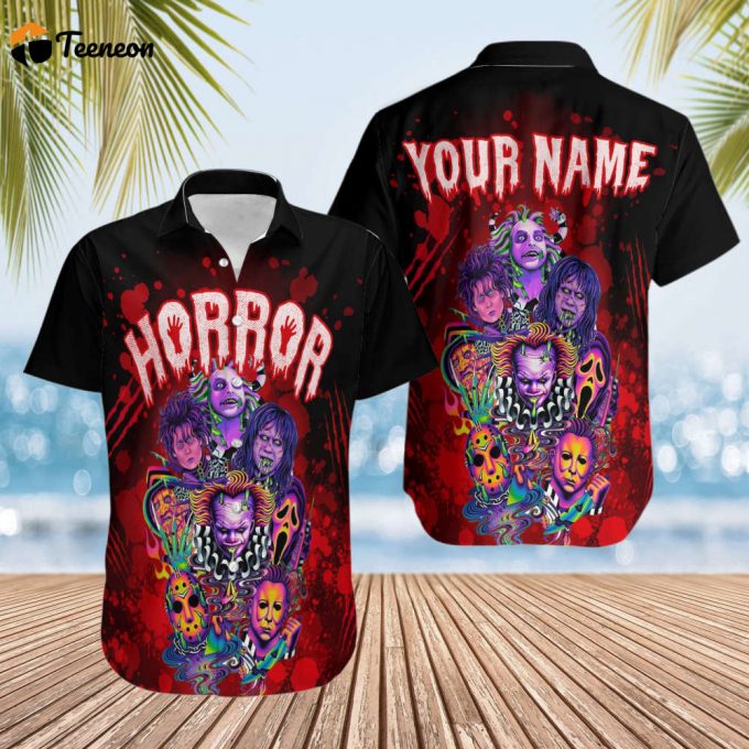 Horror Movie Retro Hawaii Shirt, Horror Movie Button Down Shirt, Horror Character Summer Shirt, Horror Gifts For Women Men 1