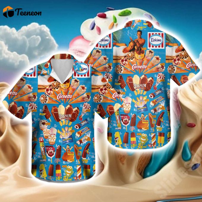 Ice Cream Shirts For Men 3D Printed Men'S Hawaiian Shirt, Ice Cream Shirt, Ice Cream Beach, Hawaiian Beach Shirt, Hawaiian Shirt Summer 1