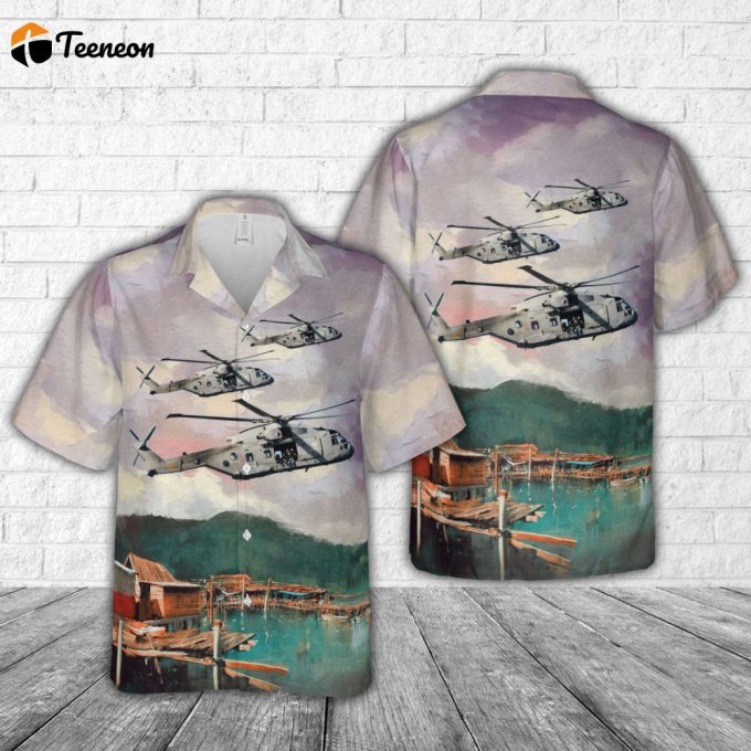 Italian Navy Agusta-Westland Eh-101-410 Merlin Hawaiian Shirt Gift For Dad Father Days 1