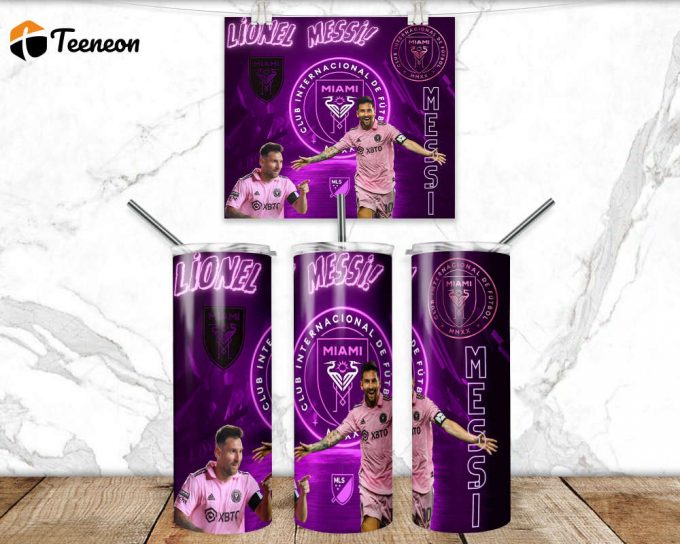 Leo Messi Tumbler Design Miami Team Sublimation Wrap Designs 20 Oz Skinny Tumbler Template Lionel Messi Tumbler Wrap Straight&Amp;Amp;Tapered Tumble 1