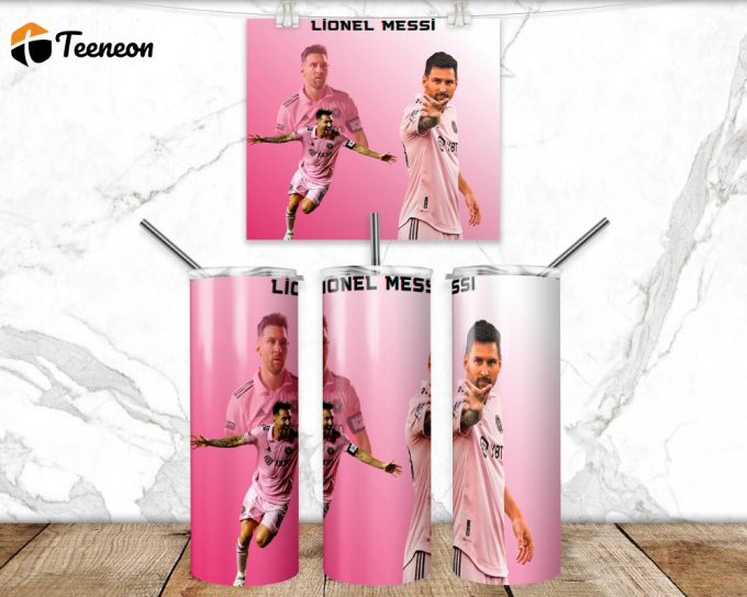 Lionel Messi Miami Tumbler Wrap Png 3D Tumbler Design Skinny Sublimation Tumbler 1