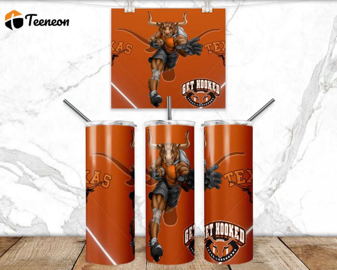 Longhorns 20Oz Skinny Tumbler Wrap - Straight &Amp;Amp; Tapered Wrap - Football Team 1