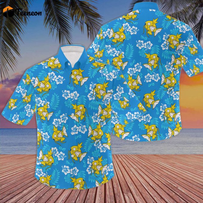 Magikarp Hawaiian Shirt, Pokemon Button Up Shirt, Magikarp Ghost Birthday Shirt, Japanese Anime Hawaiian Shirt, Magikarp Gift 1
