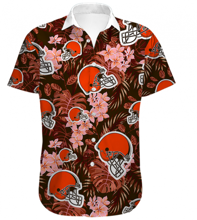 Men’s Cleveland Browns Hawaiian Shirt Tropical 1