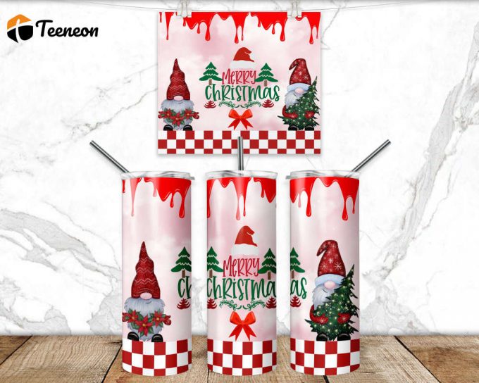 Merry Christmas Tumbler Wrap Png 3D Tumbler Design Skinny Sublimation Tumbler 1