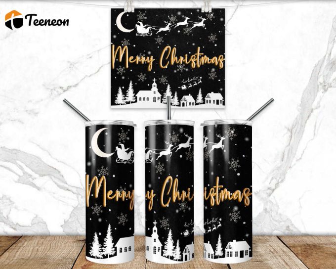 Merry Christmas Tumbler Wrap Png 3D Tumbler Design Skinny Sublimation Tumbler 1