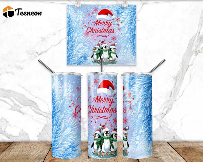 Merry Christmas Tumbler Wrap Png 3D Tumbler Design Skinny Sublimation Tumbler 1