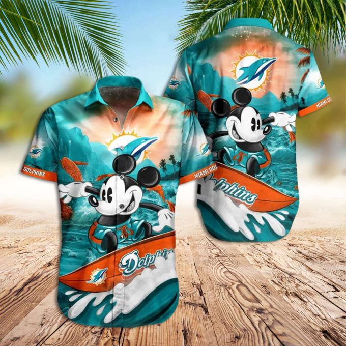 Miami Dolphins Hawaiian Shirt Dolphins With Mickey Hawaiian Shirt 1