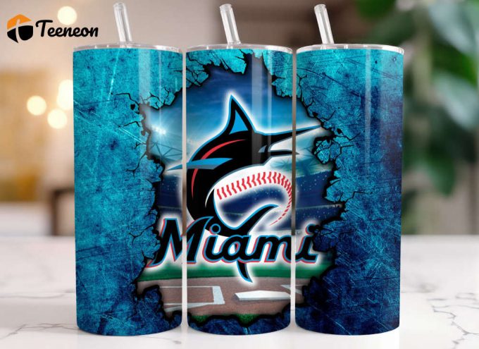 Miami Marlin Baseball 20 Oz Tumbler, Tumbler For Cold Drink 1