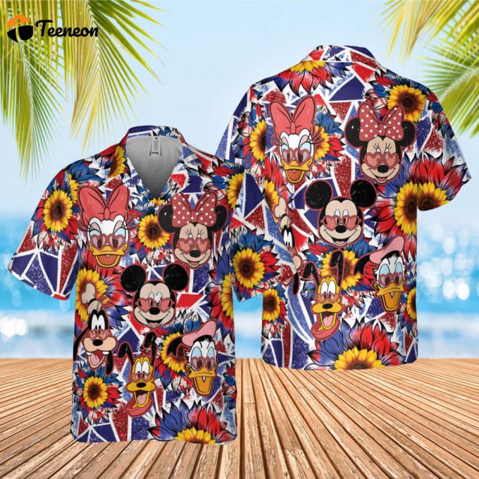 Mickey And Friends Hawaiian Shirt, 4Th Of July Shirt, Trip Vacation Shirt, Minnie Mouse Summer Hawaiian, Comfort Colors Wdw Hawaiian Shirt 1