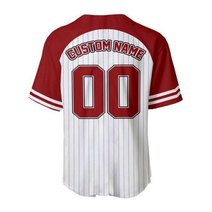 Mickey Mouse Custom Striped White Red Disney Unisex Cartoon Graphic Casual Outfits Custom Baseball Jersey 3