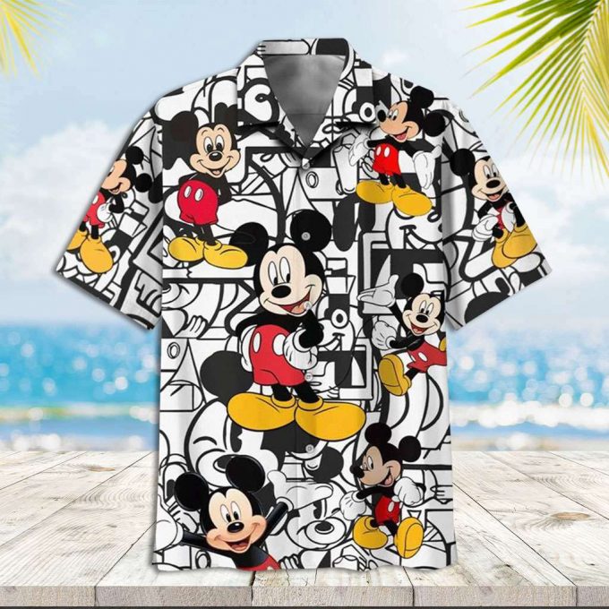 Mickey Mouse Hawaiian Shirt Mickey Black And White Hawaiian Shirt 1