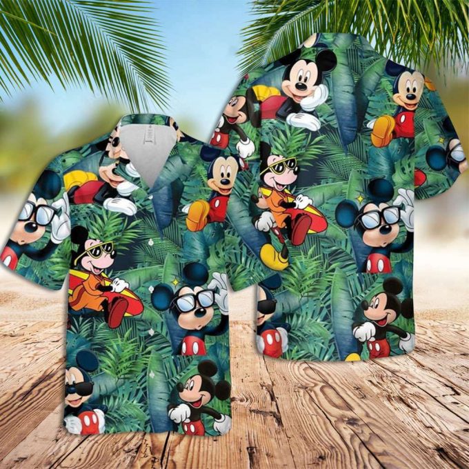 Mickey Mouse Hawaiian Shirt Mickey Green Forest Hawaiian Shirt 1